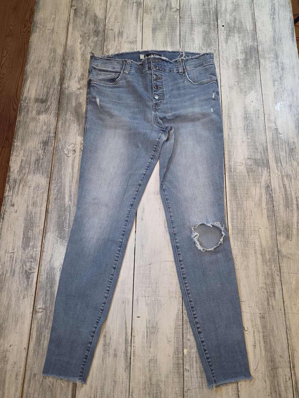 Kut from the Kloth Women's Light Blue Distressed High-Rise Skinny Jeans sz 16